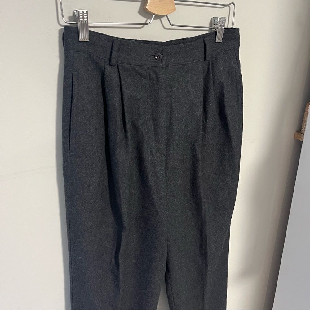 Valentino Wool Pleated Charcoal Gray Dress Slacks - Picture 4 of 12